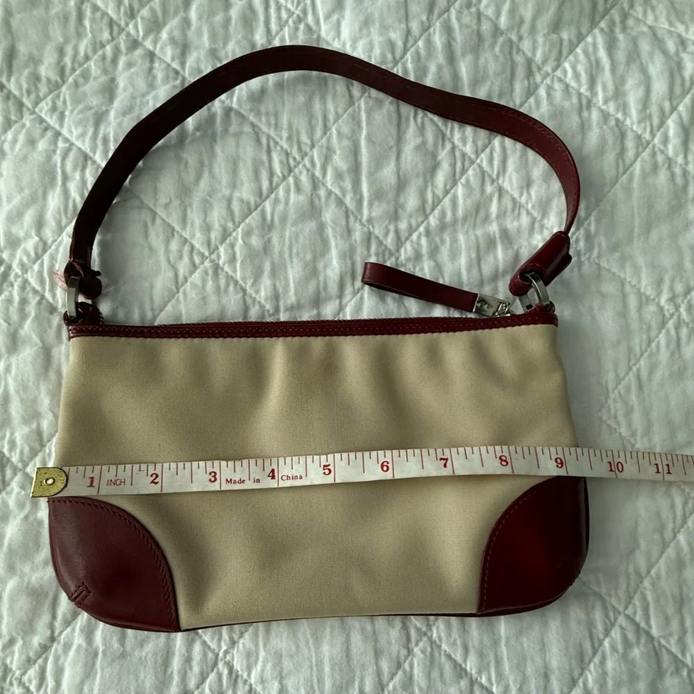 Monsac Red Leather and Cream Shoulder Bag